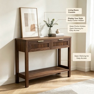 2026 Wooden Console Table with 2 <strong>Drawers</strong> and Storage Shelf Walnut Finish Entryway <strong>Sidetable</strong> for Living Room Home Decor Furniture - Product Image 6