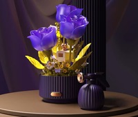Bouquet de fleurs interactif LED Pop Rose avec éclairage dynamique, blocs de construction à assembler, cadeau pour les enfants de 5 à 7 ans