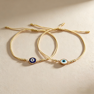 Braccialetto Artigianale Regolabile con Perline e Cordino, Gioielli Moda Occhio Turco per Donna, <span class=keywords><strong>Uomo</strong></span>, Bambini - per <span class=keywords><strong>Charm</strong></span> Estivi dell'Amicizia - Product Image 3