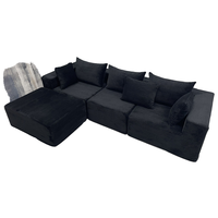 Canapé modulable en forme de L, style simple, avec chaise longue, tissu compressé, rembourrage en éponge