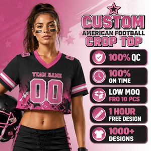 T-shirt court de cheerleader de football américain personnalisé pour femme, sublimation, mode streetwear, maillot court en mesh - Product Image 1