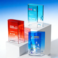 Trophée moderne en acrylique en forme de bloc et de cube avec gravure laser personnalisée pour les récompenses d'entreprise et les cadeaux honorifiques