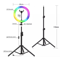 MJ33 Anneau lumineux LED RGB de 13 pouces pour studio photo et vidéo, avec trépied et télécommande