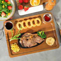 Cadeau de déménagement : Assiettes à steak, Plateau de service pour charcuterie, Planches à découper en bois d'acacia pour manger