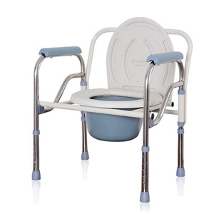 Stainless Steel <b>Folding</b> <b>Commode</b> Chair With Bowl High Backrest For Elderly And Pregnant Women Soft Seat - Product Image 5