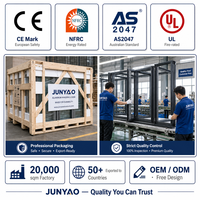 Fenêtre pliante en aluminium JUNYAO avec joint EPDM, isolation thermique, insonorisation, verre trempé, certifiée CE NFRC AS2047, ODM, pour cuisine