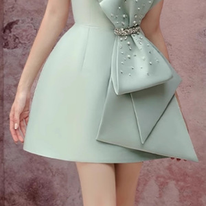 <span class=keywords><strong>Robe</strong></span> d'été florale élégante pour femme, mini-<span class=keywords><strong>robe</strong></span> de soirée décontractée à nœud papillon et strass, idéale pour <span class=keywords><strong>mariage</strong></span> - Grande Vente - Product Image 2