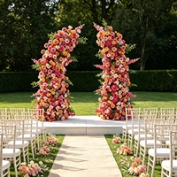 Arreglos Florales para Letrero de Bienvenida de Boda, Arco de Flores en Rosa Intenso, Rosa Pálido y Naranja Quemado para Decoración de Bodas