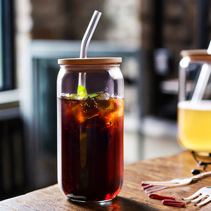Trong suốt highborosilicate Glass cup với nắp và rơm drinkware cho đồ uống lạnh nước trái cây cà phê sữa cho Iced trà cà phê - Product Image 2