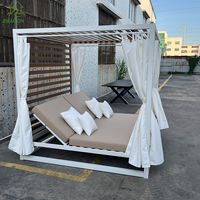Chaise longue de jardin en aluminium imperméable avec auvent