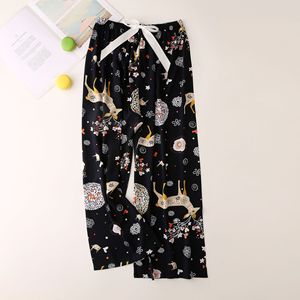 Pantalon long d'été pour <span class=keywords><strong>femme</strong></span>, taille élastique, jambe large, décontracté, pour la maison, pyjama grande taille, imprimé floral - Product Image 1