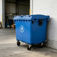 Conteneur anti-poussière en HDPE de 1100L avec couvercle à ajustement précis et poignée antidérapante pour jardin botanique, arboretum, pépinière