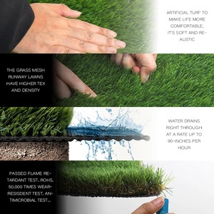 Mur de <span class=keywords><strong>gazon</strong></span> artificiel extérieur synthétique PP + <span class=keywords><strong>NET</strong></span> soutenu 4X25m hauteur de pile de 30mm pour l'aménagement paysager de tennis - Product Image 5