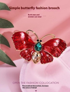 ハイエンドレトロエナメル蝶ブローチ女性用コサージュチェストピン夢用テンパメント合金装飾アクセサリーメッキ - Product Image 3