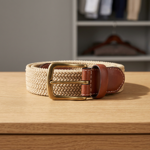Ceinture en cuir de vache véritable vintage et élégante pour homme BS INTERNATIONAL, longueur personnalisable, boucle carrée en acier exclusive, solide - Product Image 1