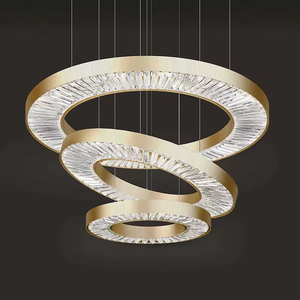 Suspension moderne de luxe en cristal et or pour salon, lustre de plafond en anneau de cristal de cuivre nordique - Product Image 3