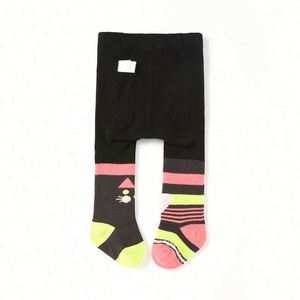 Collant per Bambine Personalizzati con Design Gattino Marrone Caffè, Carini, per Danza e Uso Quotidiano, con Effetto Arricciato e Strisce Colorate - Product Image 1