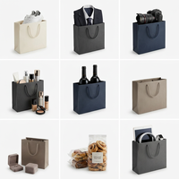 Sacs en papier d'emballage de luxe noirs pour chaussures et vêtements, imprimés avec logo personnalisé, pour le shopping, les cadeaux et les bijoux