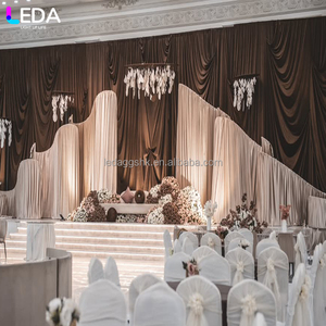 LEDA ลดราคาพิเศษ ฉากหลังโลหะสีเบจสำหรับงานปาร์ตี้และงานอีเว้นท์ ดีไซน์ทันสมัย ตกแต่งด้วยผ้าม่านโค้งขนาดใหญ่รูปทรงคลื่น สำหรับงานแต่งงาน - Product Image 2