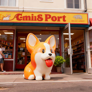 कस्टम कॉर्गी पिल्ला रेसिन मूर्तिकला टिकाऊ कस्टम रंग अनुकूलन आकार कार्टून शैली कला पालतू दुकानों के लिए उपहार - Product Image 1