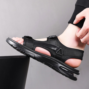 Men's <b>Height</b> <b>Increasing</b> Air Cushioned Sandals Black Velcro Closure Summer Youth Sports Beach <b>Shoes</b> Large Size 47 - Product Image 4