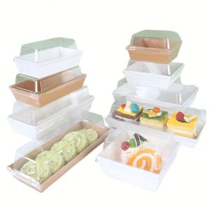 Disposable Dessert <b>Containers</b> Clear Bakery Boxes <b>Takeaway</b> Food <b>Containers</b> Sandwich Packaging Box Kraft Paper Charcuterie Boxes - Product Image 1