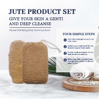 Kit de Douche Exfoliant en Jute Naturel – Ensemble Cadeau Simple en Gros avec Éponge de Douche, Savonnette et Sac Économiseur de Savon pour le Corps