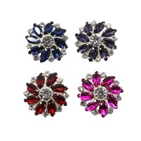 Boutons en cristal de strass en forme de fleur de 28 mm, boutons en métal et verre scintillants faits à la main pour vêtements, chaussures, accessoires de robe de mariée