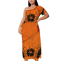 Nouvelle robe maxi deux pièces pour femme, taille plus, imprimé tribal polynésien violet personnalisé, style Samoan Plumeria Floral Puletasi, à une épaule