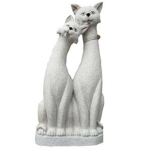 Statue de <span class=keywords><strong>chat</strong></span> porte-bonheur double <span class=keywords><strong>en</strong></span> <span class=keywords><strong>pierre</strong></span> de granit, sculpture de figurine d'animal de compagnie de dessin animé de grande taille <span class=keywords><strong>pour</strong></span> la décoration de <span class=keywords><strong>jardin</strong></span> japonais <span class=keywords><strong>en</strong></span> plein air - Product Image 1