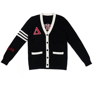 Custom Homecoming Classic DST Black V-Neck <b>Varsity</b> <b>Cardigan</b> - Product Image 1