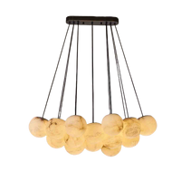Suspension artistique sur mesure en cuivre massif avec abat-jour en albâtre espagnol – Lustres et suspensions