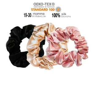 Çok renkli ipek Scrunchies lüks 100% 6A sınıf ipek saç bantları saf ipek saç kravat pembe saç kravat