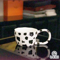 Mug à café en céramique créatif à imprimé vache, tasse à thé en porcelaine mignonne à pois noirs et blancs pour la maison, le bureau, le lait, le latte, cadeau, vaisselle