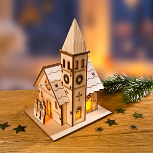 Bougeoir en bois créatif pour décoration de Noël avec Led pour <span class=keywords><strong>la</strong></span> fête - Product Image 1