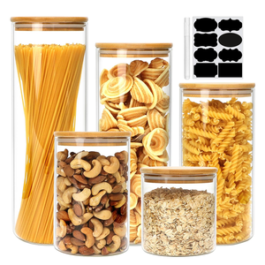 Wholesale Food Grade Glass Storage <b>Jar</b> Cylindrical High Borosilicate Glass Storage <b>Jar</b> with Wooden Lid sealed <b>Jar</b> for Food - Product Image 1