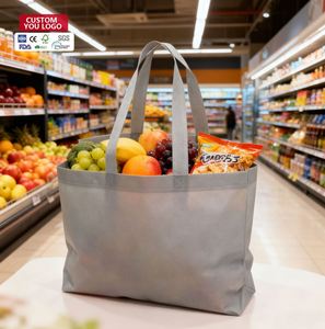 Bolsa de tela no tejida con logotipo impreso personalizado, con cierre de cremallera, ecológica, reutilizable, para compras en supermercados. - Product Image 1