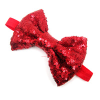 Bandeau élastique doux de 4 pouces avec nœud à paillettes scintillantes, style européen et américain, pour nourrissons, nouveau-nés et tout-petits