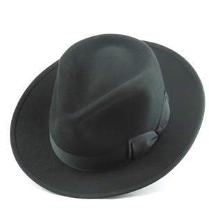 Chapeau Fedora noir avec chapeau décoratif de tissage en feutre de <span class=keywords><strong>laine</strong></span> <span class=keywords><strong>pure</strong></span> à bord court pour la pêche et la scène décontractée - Product Image 6