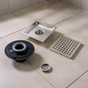 Desagüe de Ducha Cuadrado de 6 Pulgadas, Acero Inoxidable Cepillado, Diseño Moderno, Anticorrosión, para Apartamentos - Product Image 2