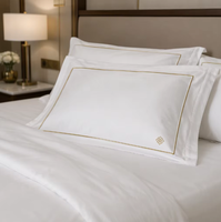 Parure de lit de luxe en satin de coton blanc avec broderie dorée et passepoil, draps brodés nœud chinois pour chambre à coucher