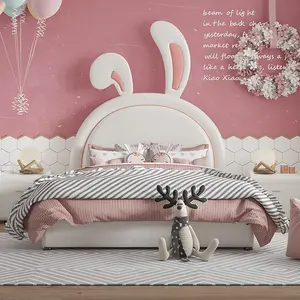 Lovely children princess girls bambini letto fabbrica miglior prezzo design di qualità superiore mobili camera da letto forma di coniglio colorato