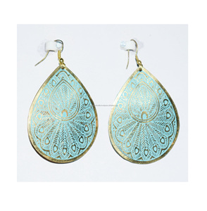 2024 Tanzania Ginkgo cuero verde 4 pares 20mm forma redonda martillado grandes pendientes de hoja de oro joyería ropa de verano joyería - Product Image 3