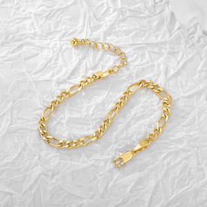 Nouveauté Bracelet Chaîne Figaro Unisexe Plaqué Or 18K en Laiton avec Zircon Forme Flocon de Neige Style Géométrique Bohème - Product Image 3