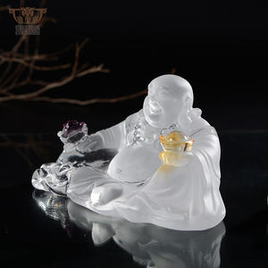 Mini Estatuilla de Buda de Cristal para Coche, Amuleto de Feng Shui con Abanico de Hoja de Espada - Product Image 4