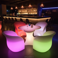 Meubles LED d'extérieur commerciaux pour événements, en plastique PE durable, tables et chaises lumineuses en forme de fleur de prunier pour mariages, hôtels et bars à vin (Dropshipping)