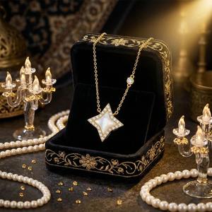 Collar <span class=keywords><strong>de</strong></span> Plata <span class=keywords><strong>de</strong></span> Ley 925 con Estrella <span class=keywords><strong>de</strong></span> David Chapada en <span class=keywords><strong>Oro</strong></span> <span class=keywords><strong>de</strong></span> 18K y Circonia, Collar <span class=keywords><strong>de</strong></span> Madreperla para Uso Diario - Product Image 3