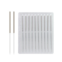 100 aiguilles filiformes par boîte pour clinique de médecine traditionnelle chinoise, aiguilles jetables stériles à manche plat en acier inoxydable pour la pénétration à sec, emballage stérile