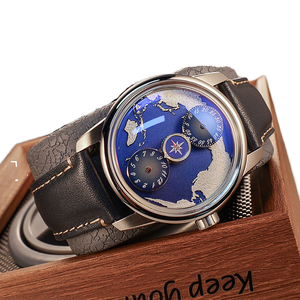 <span class=keywords><strong>OBLVLO</strong></span> Top marque montre-bracelet automatique pour hommes roues de terre lumineuses luxe bleu veilleuse bracelet en cuir Miyota mouvement-JM-EARTH - Product Image 1