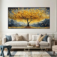 Peinture à l'huile sur toile texturée Impasto, faite à la main, représentant un arbre, avec cadre, pour la décoration intérieure.